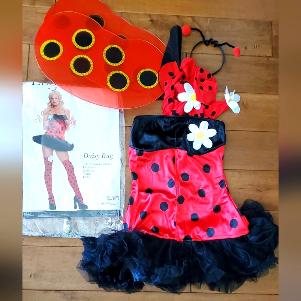 Adult Lady Bug/Daisy Bug 4 pc Halloween Cosplay Costume